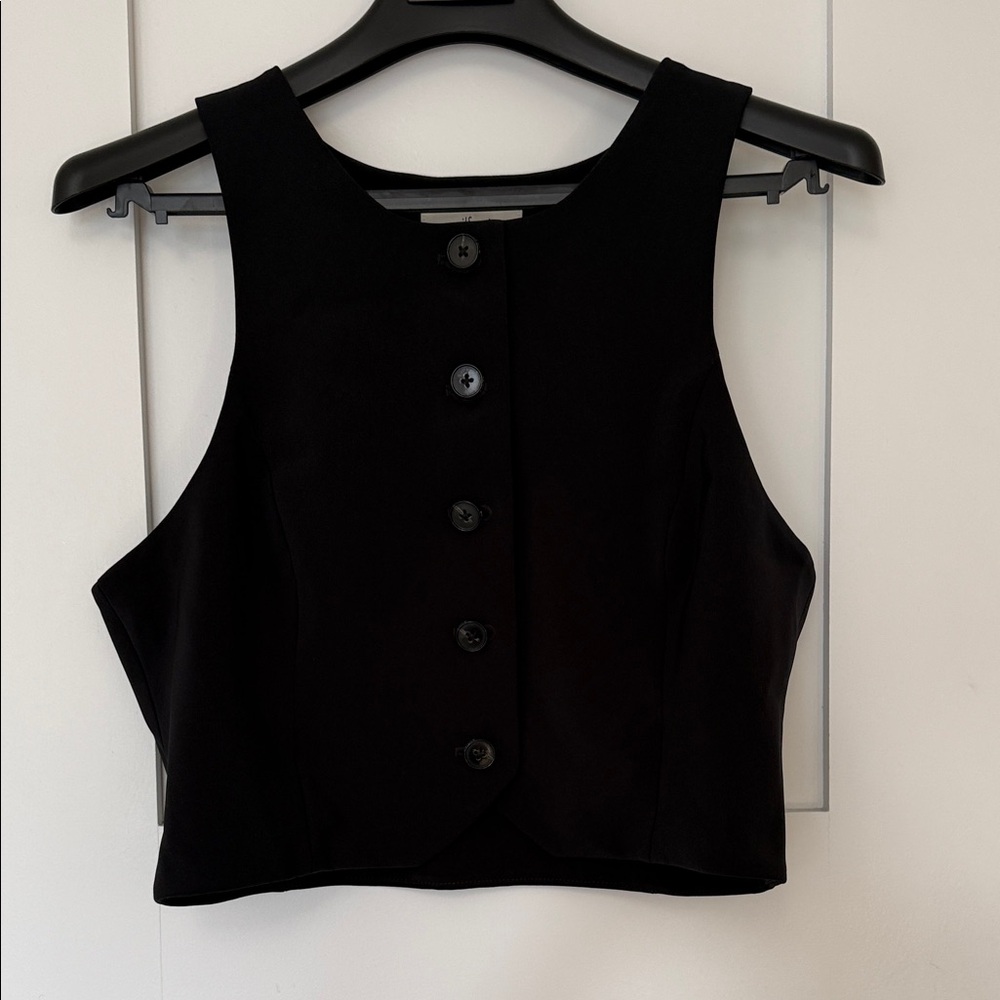 Aritzia Black Cropped Button Vest